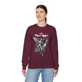 Fly High Angel Design Unisex Heavy Blend Crewneck Sweatshirt Guardian Spirit Angel Wings Spiritual Streetwear Pullover
