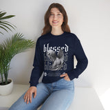 Blessed Angel Statue Graphic Unisex Heavy Blend Crewneck Sweatshirt Gothic Streetwear Aesthetic Spiritual Bold Artistic Pullover