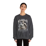 Cronus The Dark Sovereign Unisex Heavy Blend Crewneck Sweatshirt Greek Mythology Statue Graphic Gothic Streetwear Bold Artistic Pullover