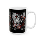 Money Bright Ceramic Mug Angel Statue Graphic Gothic Streetwear Red Neon Aesthetic Coffee Tea Cup Artistic Ambition Design