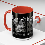 Blessed Angel Statue Graphic Accent Coffee Mug 11oz 15oz Gothic Streetwear Aesthetic Spiritual Artistic Ceramic Drinkware