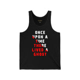 Unisex Once Upon A Time There Lived A Ghost Jersey Tank Top Horror Graphic Sleeveless Shirt Spooky Paranormal Gothic Halloween Inspired Scary Storytelling
