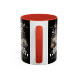 Sadness Statue Accent Coffee Mug 11oz 15oz Two Tone Ceramic Gothic Art Cup with Butterfly and Flame Design