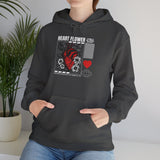 Heart Flower Graphic Hoodie Comfortable Unisex Heavy Blend Sweatshirt Bold Red and Black Floral Heart Design Streetwear Symbol of Love Strength and Vitality Perfect Gift for Friends Birthdays Cozy Days and Casual Wear