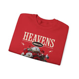 Heavens Hallucinations Crewneck Comfortable Unisex Heavy Blend Sweatshirt Artistic Streetwear Bold Floral Graphic Design for Self Expression Perfect Gift for Friends Birthdays Cozy Days