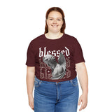 Blessed Angel Statue Graphic Unisex Jersey Short Sleeve Tee Gothic Streetwear Aesthetic Spiritual Bold Artistic Fashion T Shirt