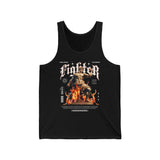 Fighter Resilience Victorious Flame Statue Graphic Unisex Jersey Tank Top Motivational Gym Streetwear Sleeveless