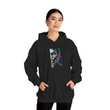 Vibrant Joker Split Insanity Unisex Hoodie Bold Gothic Streetwear Dark Psychological Art Design Cozy Heavy Blend Pullover for Fearless Thinkers and Visionary Creators