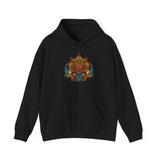 Balinese Barong Mask Unisex Hoodie Heavy Blend Pullover Sweatshirt Tribal Cultural Warrior Spirit Inspired Mythical Festival Graphic Streetwear