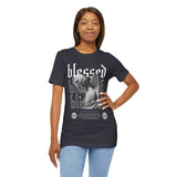 Blessed Angel Statue Graphic Unisex Jersey Short Sleeve Tee Gothic Streetwear Aesthetic Spiritual Bold Artistic Fashion T Shirt