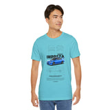 Blue Rally Inspired Performance Sedan Artwork Unisex Heavy Cotton Tee High Speed Streetwear Graphic Shirt For Car Enthusiasts And Automotive Art Lovers