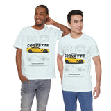 Yellow High Performance Sports Coupe Blueprint Art Unisex Heavy Cotton Tee Premium Streetwear For Car Enthusiasts Gearheads And Collectors