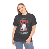 Waste Your Time Unisex Heavy Cotton Tee Graphic Black T Shirt Motivational Hustle Money Clock Streetwear Bold Entrepreneur Mindset Fashion Outfit