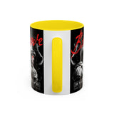 Brave Soul Warrior Accent Coffee Mug 11oz 15oz Black Ceramic Two Tone Cup Bold Statue Design with Red Script Gift for Coffee Lovers