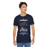Harley Davidson Sportster Inspired Cruiser Motorcycle Blueprint Graphic Unisex Heavy Cotton Tee Premium Biker Streetwear T Shirt for Riders Enthusiasts Everyday Wear