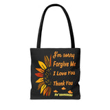 Sunflower Ho'oponopono Tote Bag Hawaiian Healing Prayer Design Spiritual Positivity Canvas Bag Mindfulness Reusable Durable Eco Friendly Shopping Tote