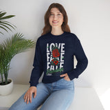 Love Fake Friendship Rose Crewneck Comfortable Unisex Sweatshirt Bold Graphic Streetwear Pullover Empowering Artistic Floral Design For Self Expression Perfect Gift For Friends Birthdays Cozy Days...