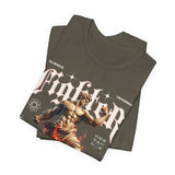 Fighter Graphic Unisex Jersey Short Sleeve Tee Premium Motivational Statue Art T Shirt Resilience Strength Victory Streetwear