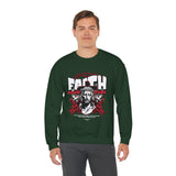 Faith Over Fear Jesus Crown Of Thorns Unisex Heavy Blend Crewneck Sweatshirt Christian Graphic Bold Religious Streetwear Motivational Bible Verse Pullover