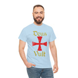 Unisex Deus Vult T Shirt Medieval Crusader Cross Graphic Tee Warrior Knight Inspired Vintage Christian Symbol Heavy Cotton Streetwear