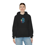 Galactic Dream Astronaut Neon Art Unisex Heavy Blend Hooded Sweatshirt Futuristic Space Graphic Streetwear Hoodie Vibrant Cosmic Design Soft Fleece Comfortable Everyday Wear Perfect Gift for Sci Fi Lovers and Creative Dreamers