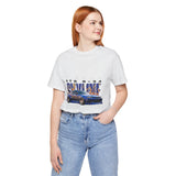 Blue Flame Street Racing Car Graphic Unisex Heavy Cotton Tee Bold Drift Style Automotive Streetwear Shirt