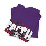 Faith Over Fear Jesus Crown Of Thorns Unisex Heavy Cotton Tee Christian Graphic Bold Religious Streetwear Motivational Bible Verse T Shirt