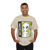 Unisex Not Alone Alien T Shirt Cartoon UFO Graphic Tee Extraterrestrial Sci Fi Space Themed Paranormal Conspiracy Inspired Streetwear Top