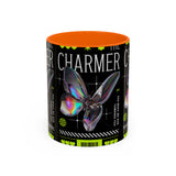 The Charmer Butterfly Accent Coffee Mug 11oz 15oz Black Two Tone Ceramic Cup Aesthetic Iridescent Butterfly Design Gift for Coffee Lovers