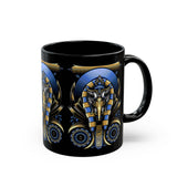 Eye Of Eternity Mug Egyptian Owl Pharaoh Design Gold And Blue Ceramic Mug Spiritual Morning Energy Cup For Focus, Calm, And Creative Awakening