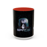 Space Galaxy Accent Coffee Mug 11oz 15oz Astronaut Spacecraft Earth Black Two Tone Ceramic Cup Gift for Space Lovers