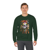 Rasta Lion Unisex Heavy Blend Crewneck Sweatshirt Reggae Inspired Bold Artistic Lion Headphones Design Jamaican Streetwear Symbol of Strength Rhythm and Chill Freedom by KLASSORO