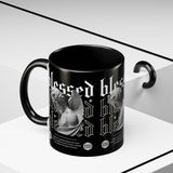 Blessed Angel Statue Graphic Accent Coffee Mug 11oz 15oz Gothic Streetwear Aesthetic Spiritual Artistic Ceramic Drinkware