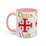 Deus Vult Accent Coffee Mug 11oz 15oz Red Cross Knight Crusader Ceramic Cup Bold Medieval Design Christian Symbol Faith Inspired Coffee Tea Gift Drinkware