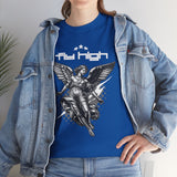 Fly High Angel Design Unisex Heavy Cotton Tee Streetwear Graphic T Shirt Spiritual Guardian Winged Warrior Style