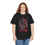 Guerrero Warrior Unisex Heavy Cotton Tee Tribal Strength Mythical Art Design Bold Red Battle Graphic Streetwear for Fighters, Heroes, and Cultural Legends