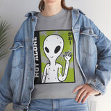 Unisex Not Alone Alien T Shirt Cartoon UFO Graphic Tee Extraterrestrial Sci Fi Space Themed Paranormal Conspiracy Inspired Streetwear Top