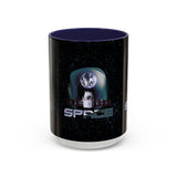 Space Galaxy Accent Coffee Mug 11oz 15oz Astronaut Spacecraft Earth Black Two Tone Ceramic Cup Gift for Space Lovers