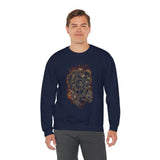 Burning Jester Skull Unisex Heavy Blend Crewneck Sweatshirt Gothic Flame Joker Skeleton Streetwear Pullover Dark Fantasy Art Design For Gamers Artists Metal Lovers And Rebels