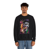 Jocker Sinister Grin Unisex Sweatshirt Heavy Blend Gothic Streetwear Dark Psychological Art Design Bold Horror Fashion Statement Cozy Wear For Fearless Creative Souls