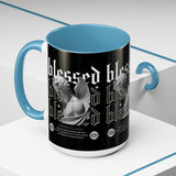 Blessed Angel Statue Graphic Accent Coffee Mug 11oz 15oz Gothic Streetwear Aesthetic Spiritual Artistic Ceramic Drinkware