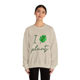 I Love Plants Crewneck Sweatshirt Unisex Heavy Blend Botanical Leaf Eco Friendly Gardening Nature Lover Sustainable Green Living Gift Pullover