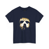 The Silent Mask Unisex Heavy Cotton Tee Horror Streetwear Mysterious Dark Graphic Halloween T-Shirt for Fearless Souls and Gothic Aesthetic Lovers