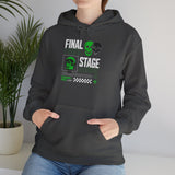 Final Stage Unisex Heavy Blend Hooded Sweatshirt Graphic Hoodie Black Skull Neon Green Streetwear Futuristic Cyberpunk Bold Artistic Fashion Outfit