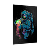 Galactic Dream Astronaut Neon Art Matte Vertical Poster Futuristic Space Wall Art Vibrant Cosmic Print Premium Home Decor for Sci Fi Lovers Creative Studios and Modern Interiors