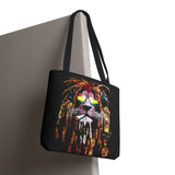 Rasta Lion Eco Tote Bag Vibrant Reggae Inspired Artistic Lion with Headphones Jamaican Island Style Bold Art Print Durable Cotton Canvas Bag for Music Lovers Travel or Daily Use by KLASSORO