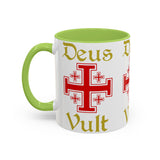 Deus Vult Accent Coffee Mug 11oz 15oz Red Cross Knight Crusader Ceramic Cup Bold Medieval Design Christian Symbol Faith Inspired Coffee Tea Gift Drinkware