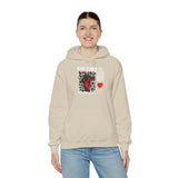 Heart Flower Graphic Hoodie Comfortable Unisex Heavy Blend Sweatshirt Bold Red and Black Floral Heart Design Streetwear Symbol of Love Strength and Vitality Perfect Gift for Friends Birthdays Cozy Days and Casual Wear