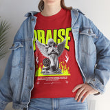 Praise Angel Statue Graphic Unisex Heavy Cotton Tee Spiritual Gothic Streetwear T-Shirt