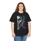 Jocker Split Insanity Unisex Heavy Cotton Tee Bold Gothic Streetwear Dark Psychological Art Design Statement Shirt for Fearless Thinkers and Risk Lovers